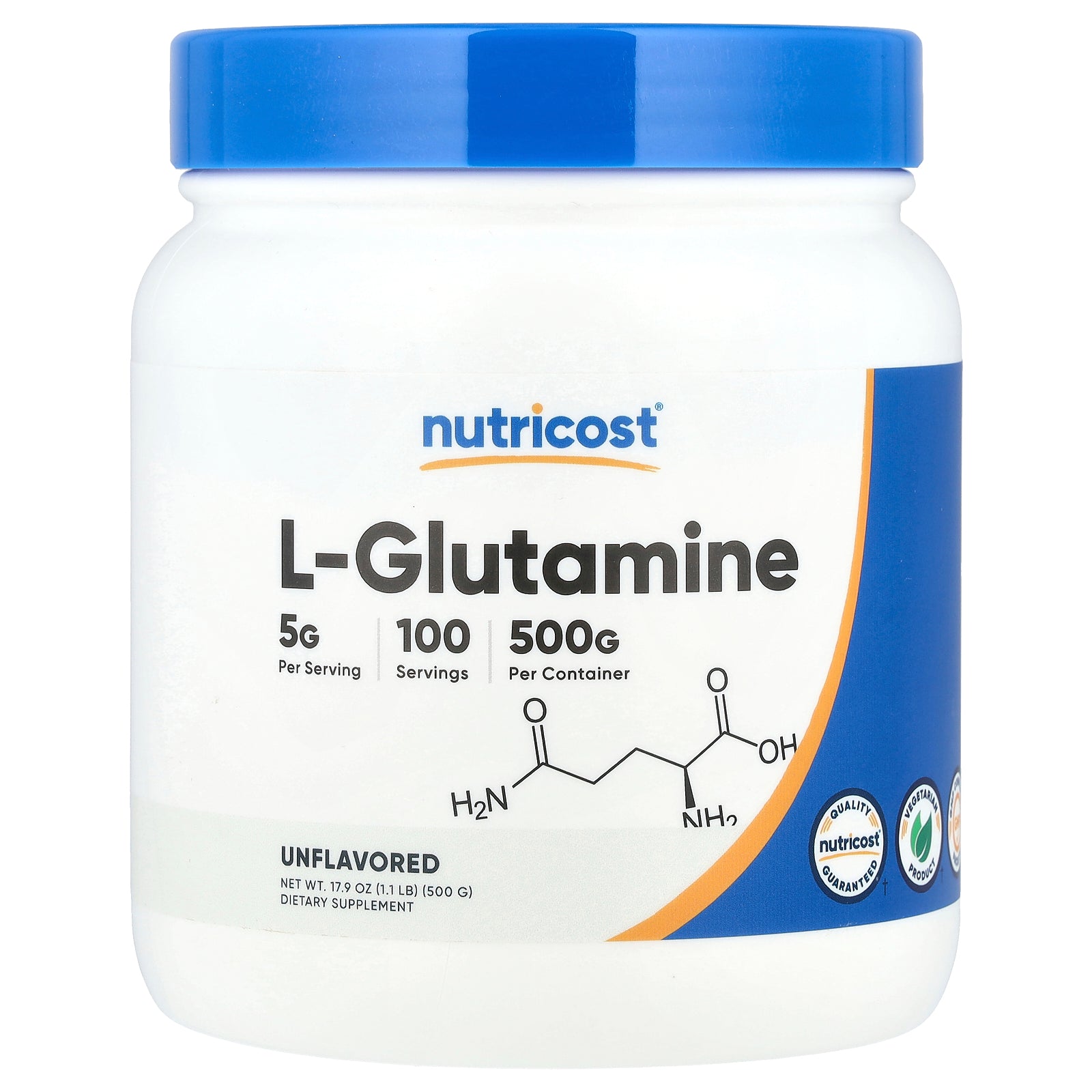 Nutricost, L-Glutamine, Unflavored, 17.9 oz (500 g)