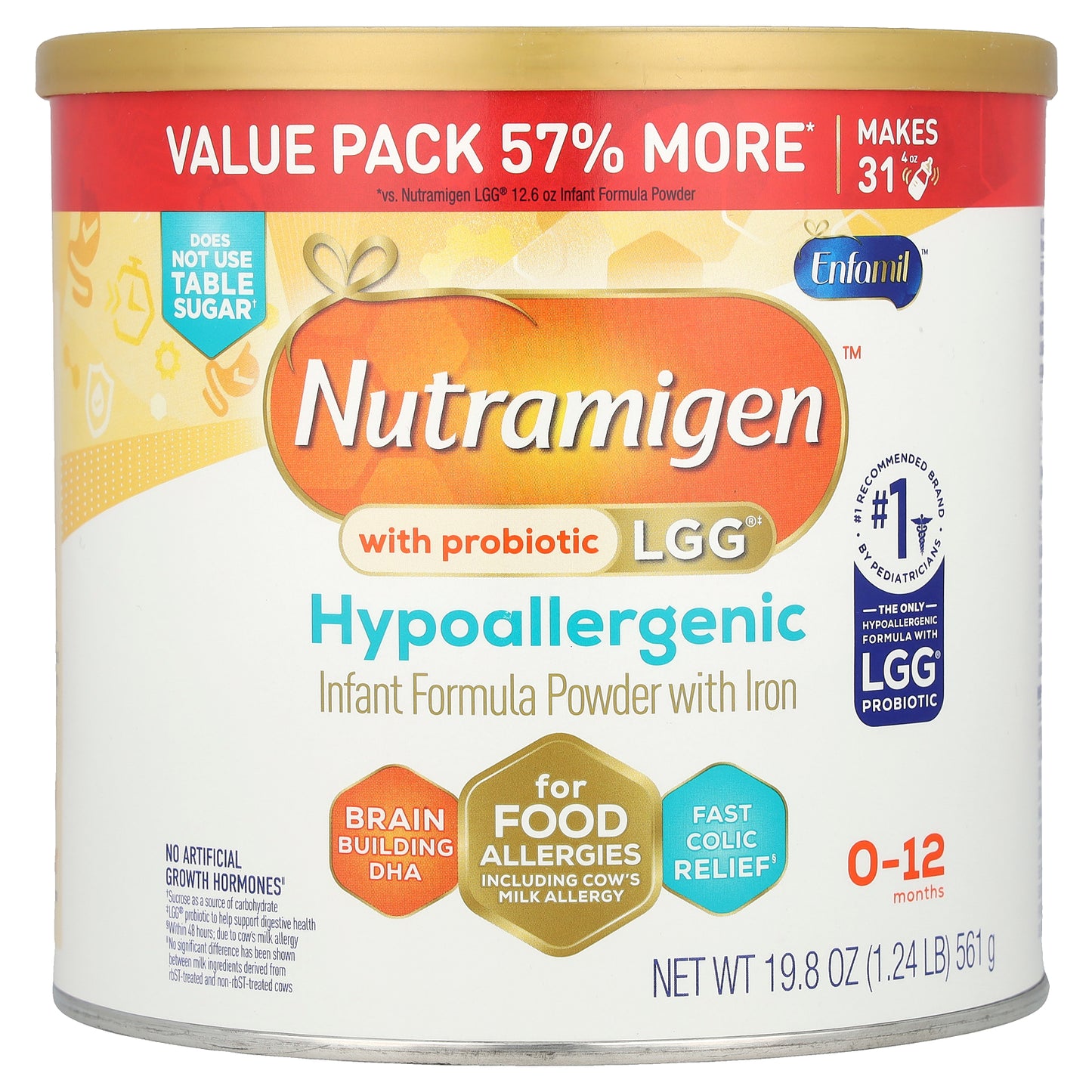 Enfamil, Nutramigen™ with Probiotic LGG®, Hypoallergenic, 0-12 Months, 19.8 oz (561 g)