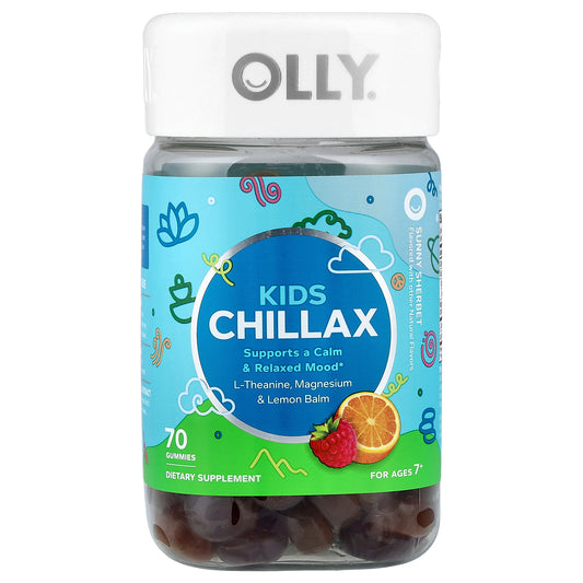 OLLY, Kids Chillax Gummies, For Ages 7+, Sunny Sherbet, 70 Gummies