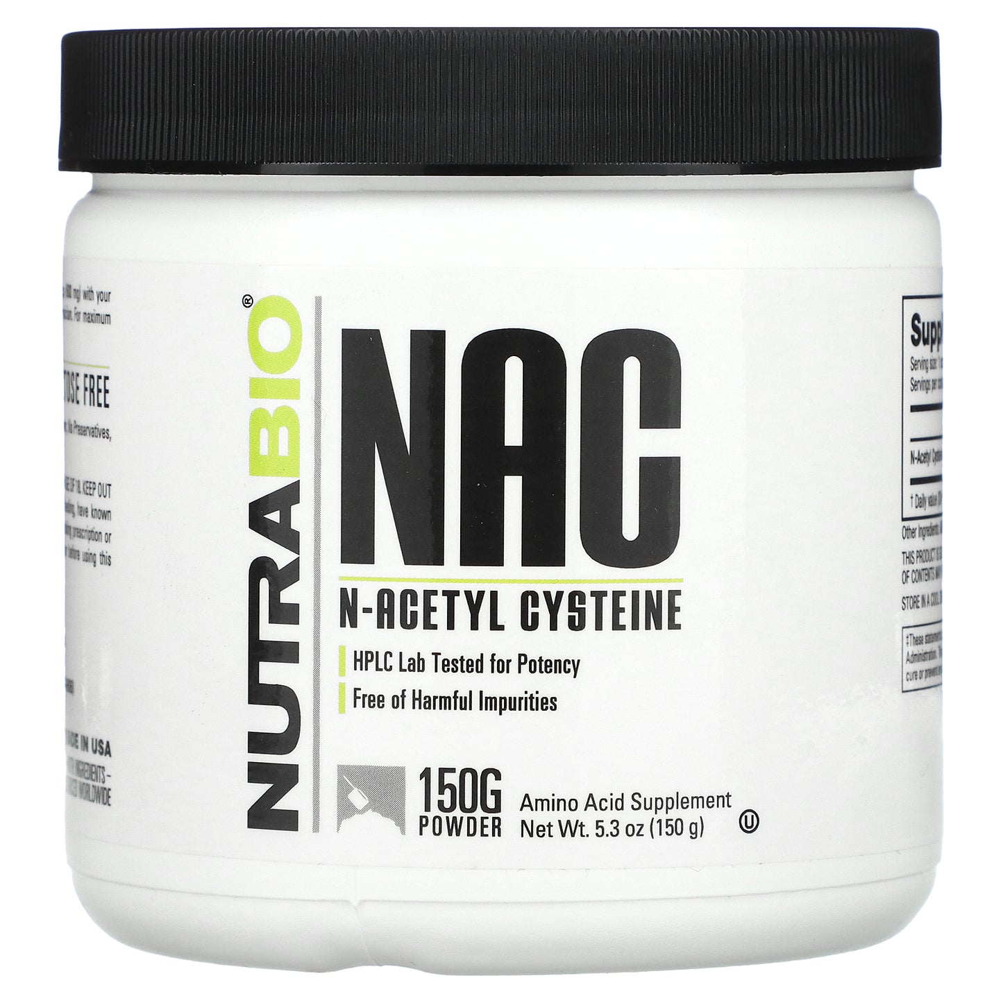 NutraBio, NAC, N-Acetyl Cysteine, 5.3 oz (150 g)