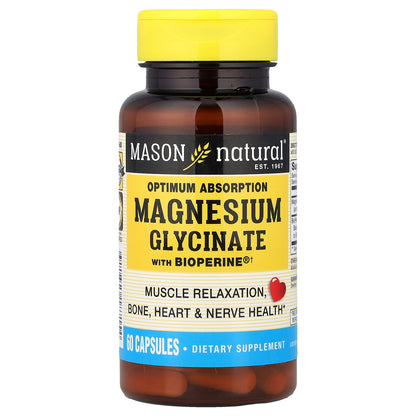 Mason Natural, Optimum Absorption Magnesium Glycinate with BioPerine®, 60 Capsules