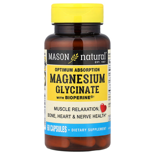 Mason Natural, Optimum Absorption Magnesium Glycinate with BioPerine®, 60 Capsules