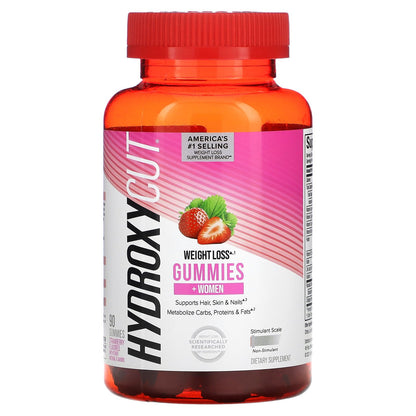 Hydroxycut, Weight Loss Gummies +Women, Strawberry, 90 Gummies