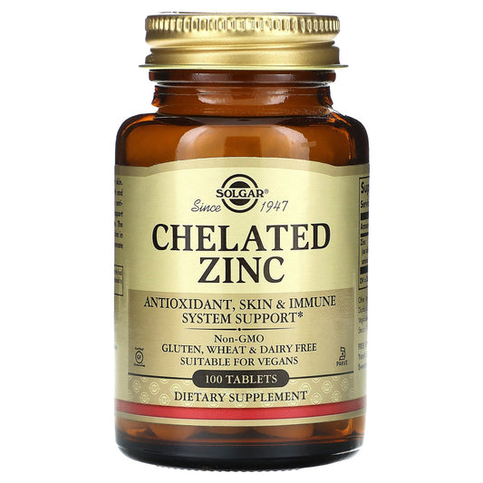 Solgar, Chelated Zinc, 100 Tablets (22 mg per Tablet)