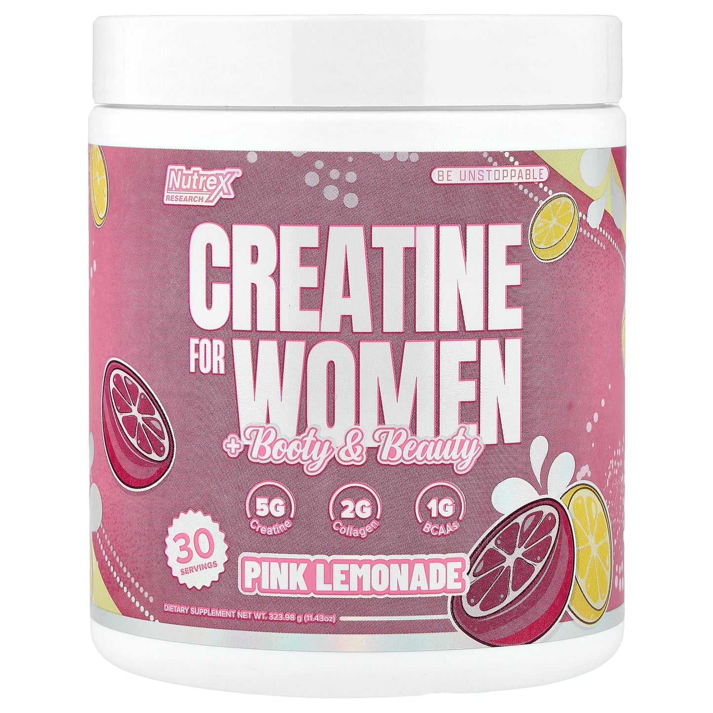 Nutrex Research, Creatine for Women + Booty & Beauty, Pink Lemonade, 11.43 oz (323.98 g)