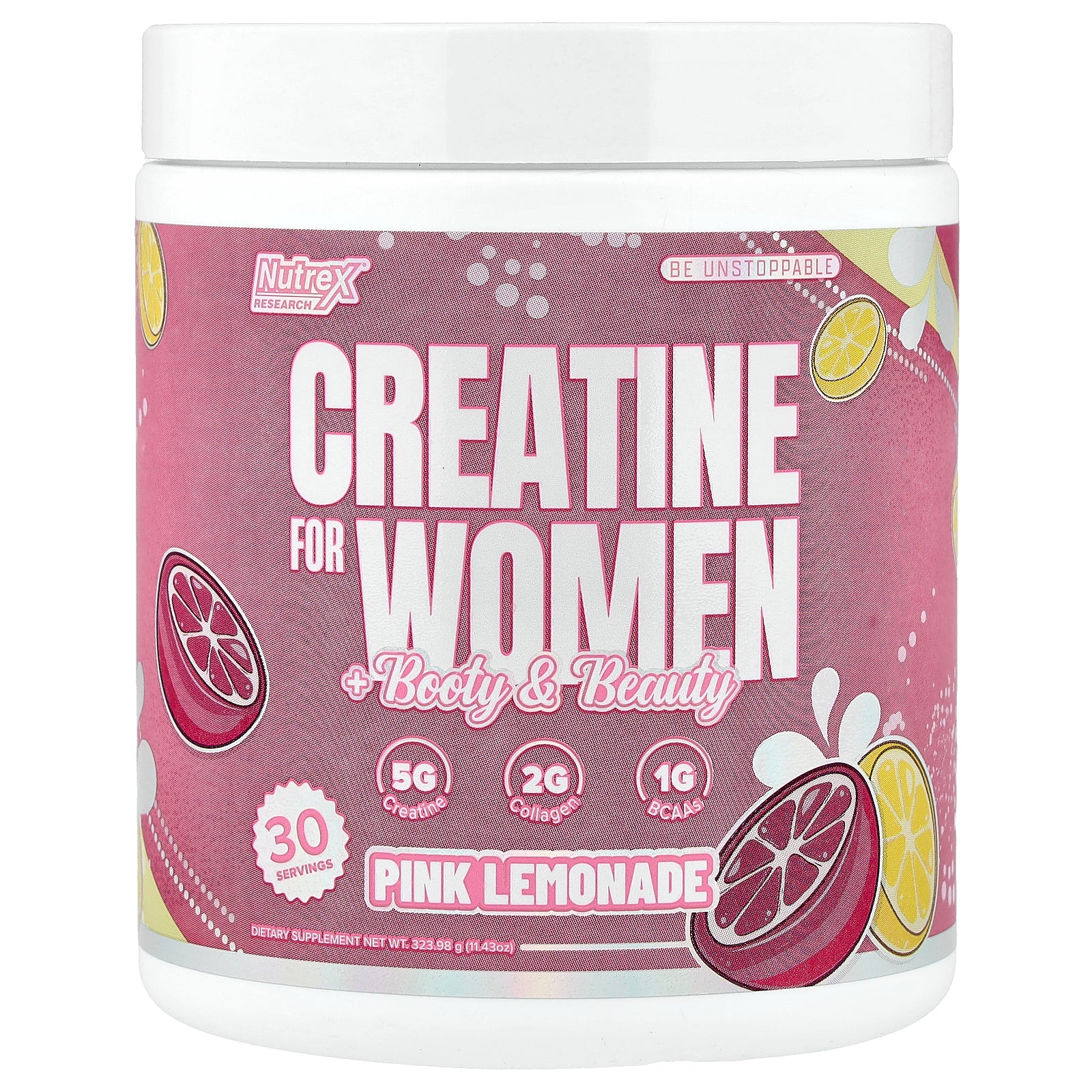 Nutrex Research, Creatine for Women + Booty & Beauty, Pink Lemonade, 11.43 oz (323.98 g)