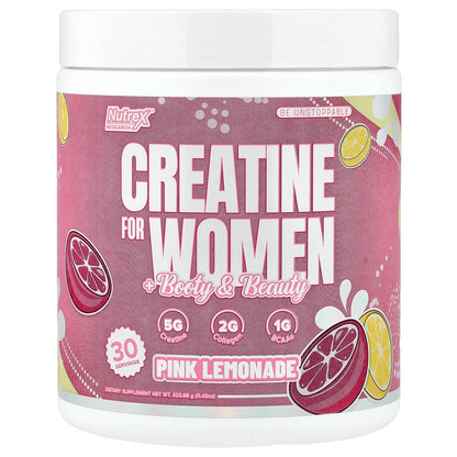 Nutrex Research, Creatine for Women + Booty & Beauty, Pink Lemonade, 11.43 oz (323.98 g)