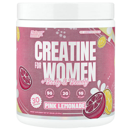 Nutrex Research, Creatine for Women + Booty & Beauty, Pink Lemonade, 11.43 oz (323.98 g)