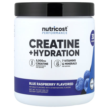 Nutricost, Performance, Creatine + Hydration, Blue Raspberry, 9.3 oz (261 g)
