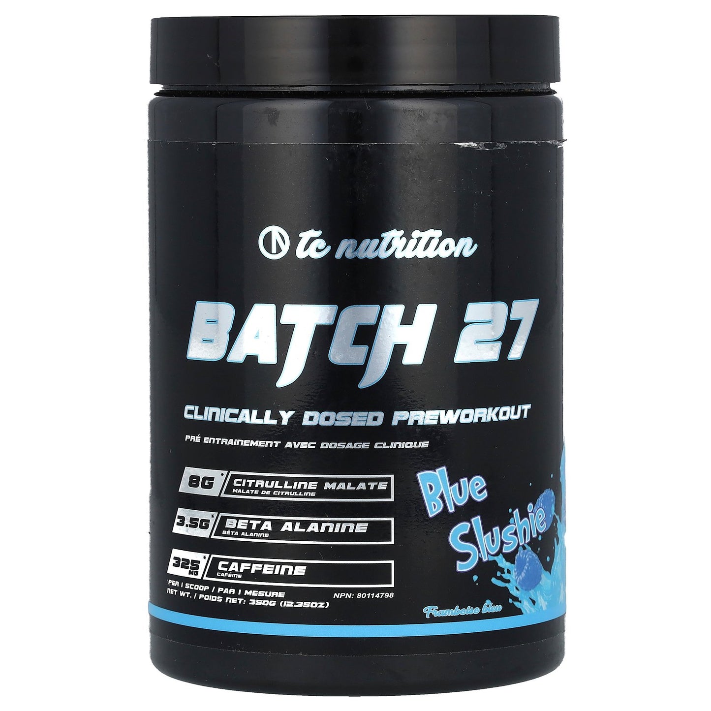 TC Nutrition, Batch 27, Clinically Dosed Preworkout, Blue Slushie, 12.35 oz (350 g)