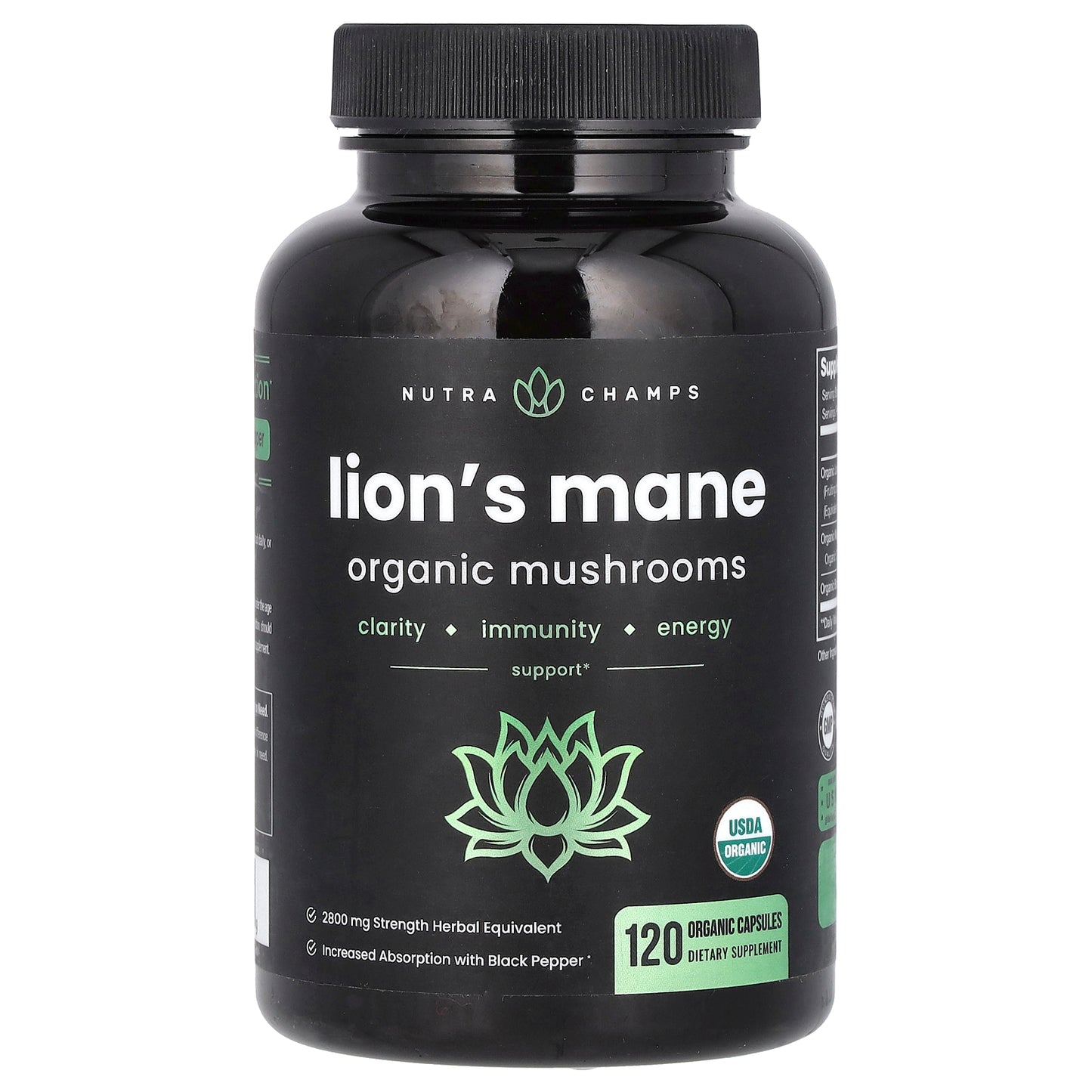 NutraChamps, Lion's Mane, 120 Organic Capsules