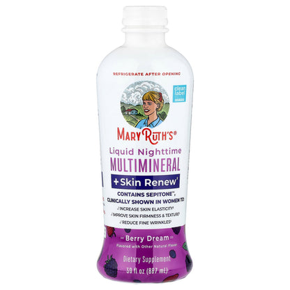 MaryRuth's, Liquid Nighttime Multimineral + Skin Renew, Berry Dream, 30 fl oz (887 ml)