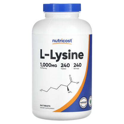 Nutricost, L-Lysine, 1,000 mg , 240 Tablets