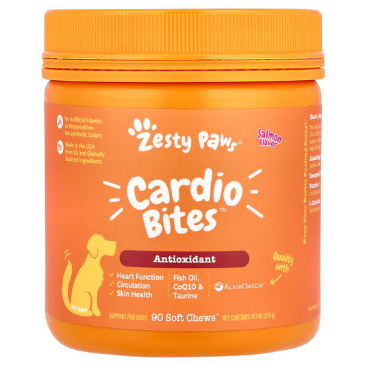 Zesty Paws, Cardio Bites™, For Dogs, All Ages, Salmon, 90 Soft Chew, 11.1 oz (315 g)