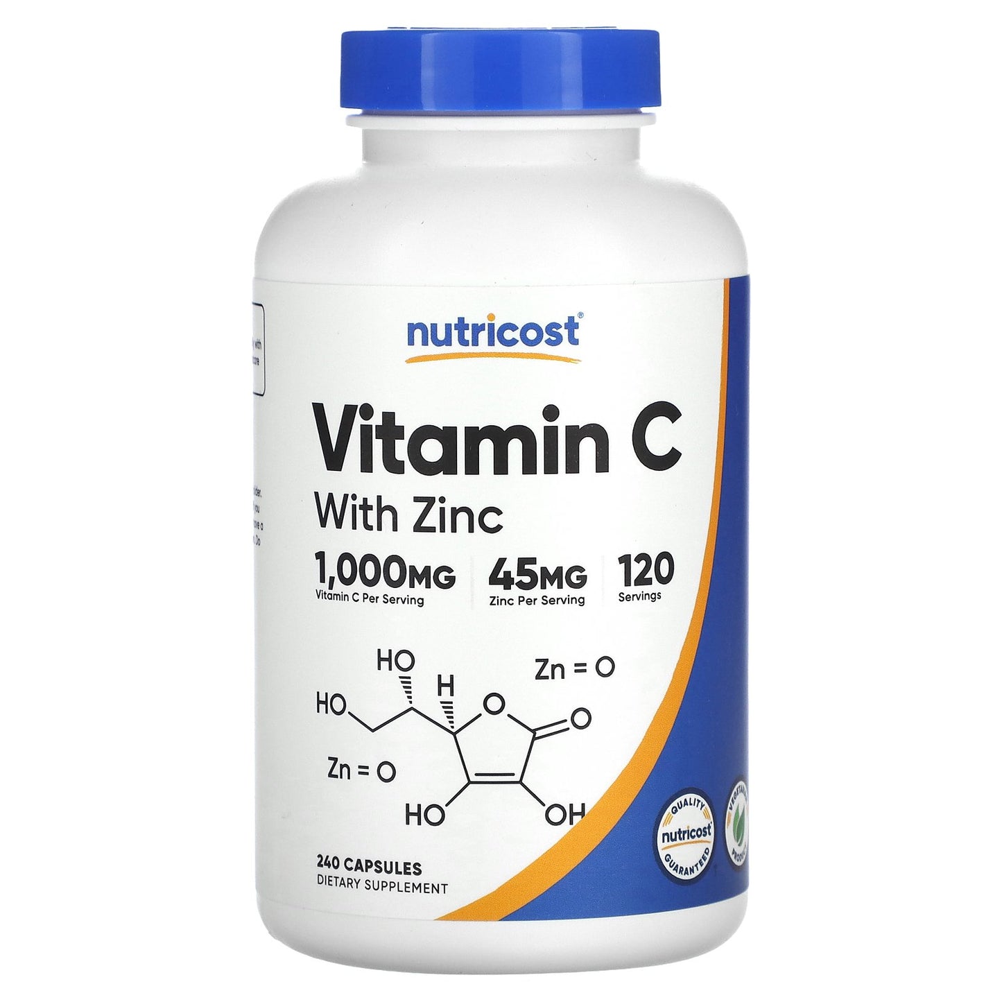 Nutricost, Vitamin C with Zinc, 240 Capsules