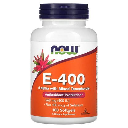 NOW Foods, E-400 D-Alpha with Mixed Tocopherols, 100 Softgels