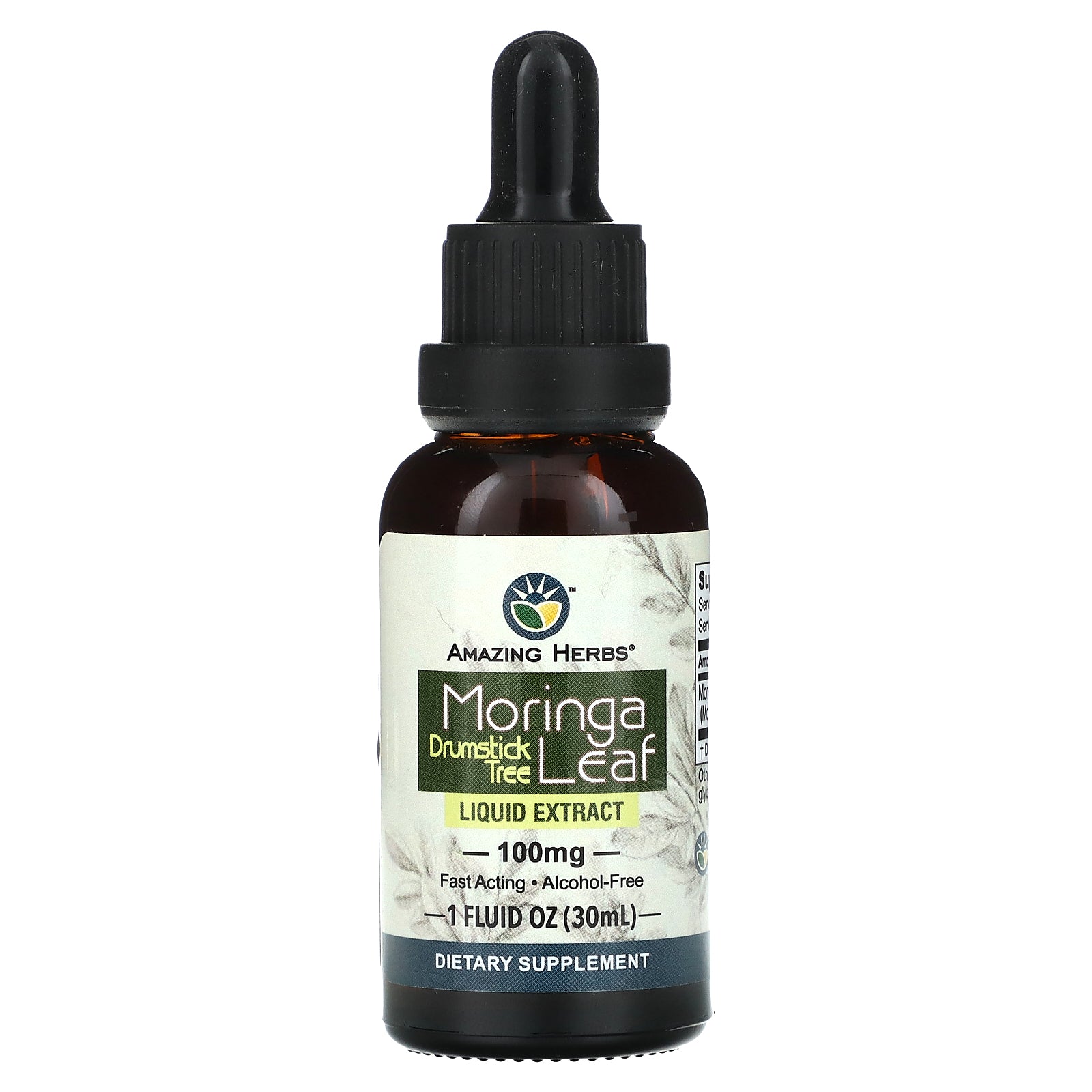 Amazing Herbs, Moringa Leaf Liquid Extract, 100 mg, 1 fl oz (30 ml)