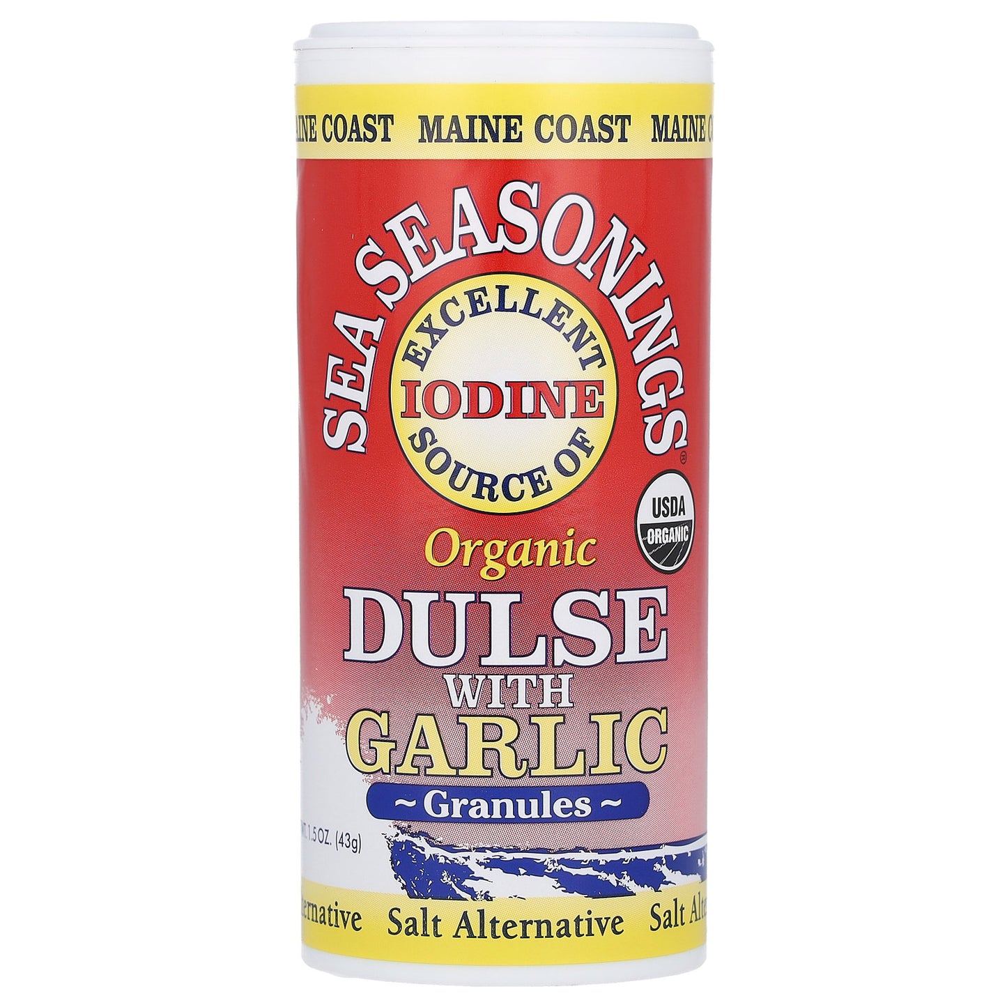 Maine Coast Sea Vegetables, Sea Seasonings, Organic Dulse With Garlic Granules, 1.5 oz (43 g)