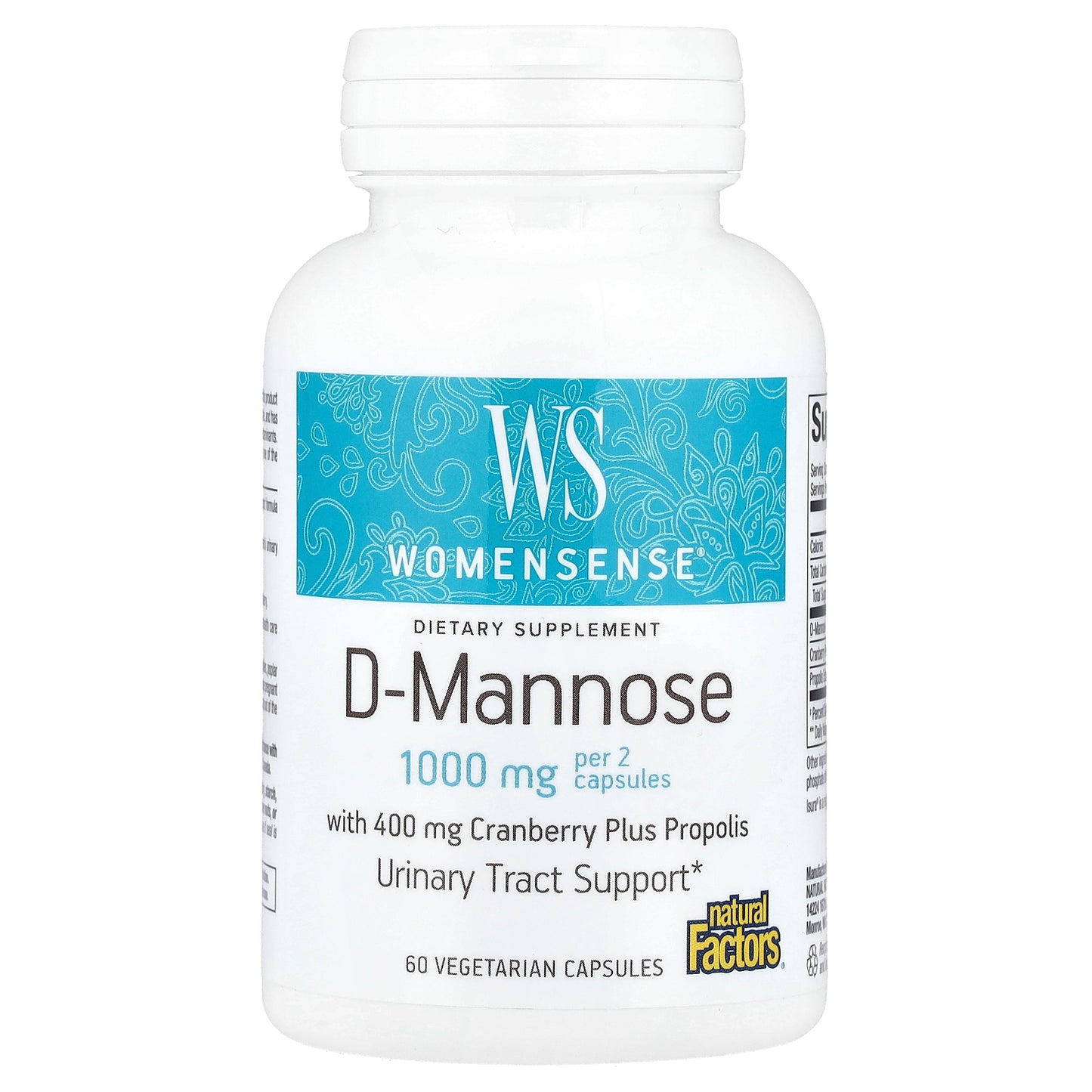Natural Factors, WomenSense®, D-Mannose, 60 Vegetarian Capsules
