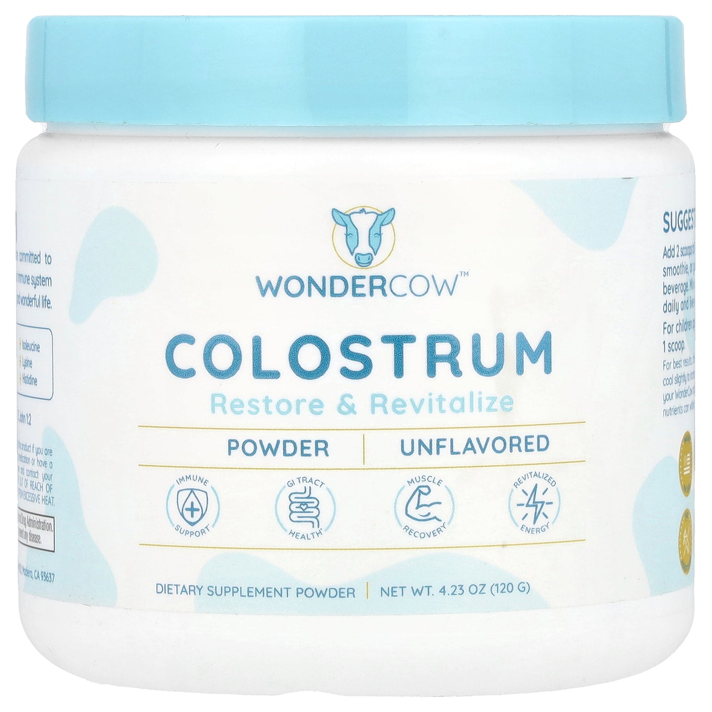 Wondercow, Colostrum Powder, Unflavored, 4.23 oz (120 g)