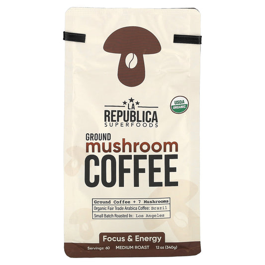 LA Republica, Ground Mushroom Coffee, Medium Roast, 12 oz (340 g)