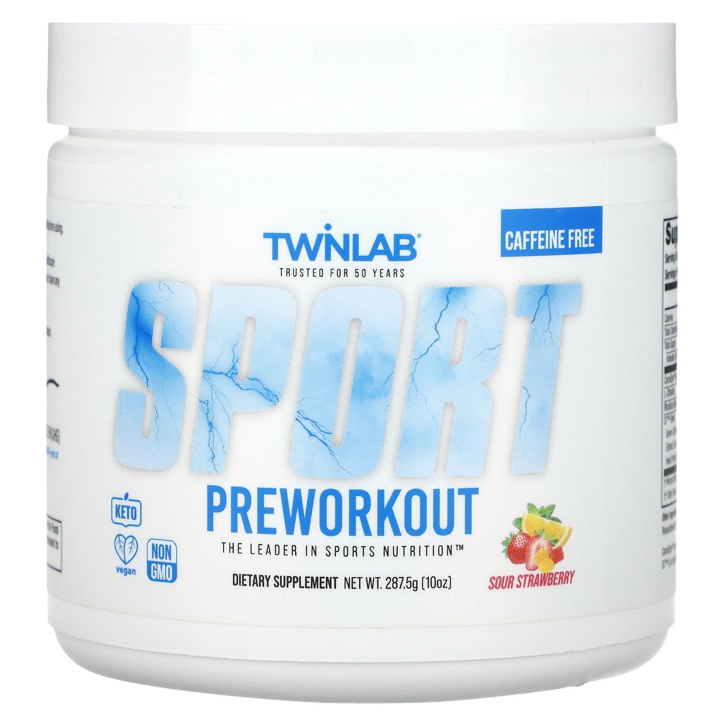 Twinlab, Sport Preworkout, Caffeine Free, Sour Strawberry, 10 oz (287.5 g)