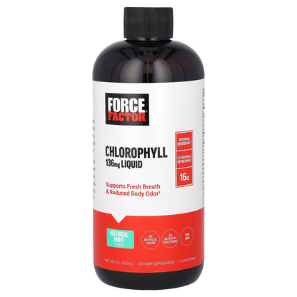 Force Factor, Chlorophyll Liquid, Natural Mint, 136 mg, 16 fl oz (473 ml) (136 mg per 2 Tbsp)