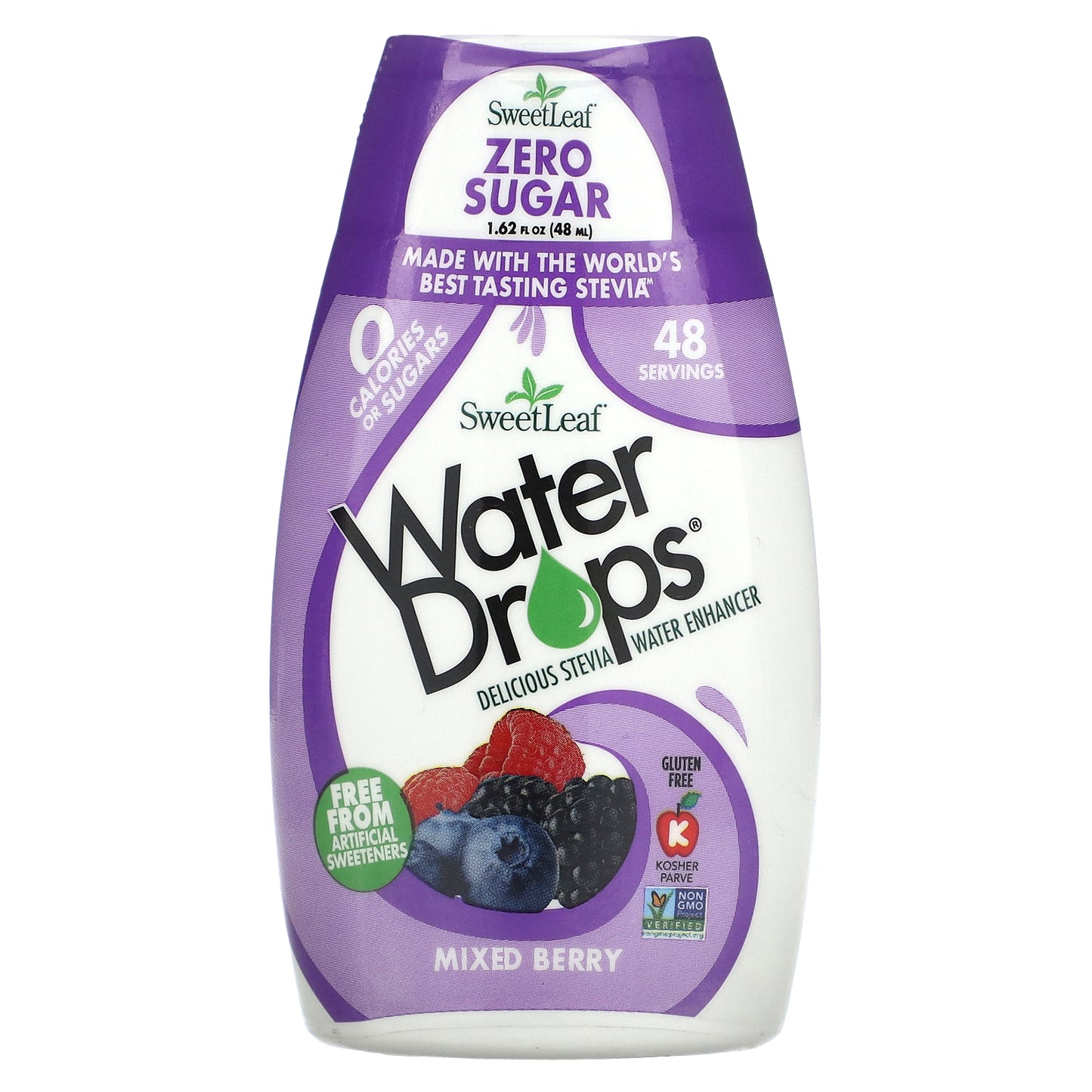 SweetLeaf Stevia, Water Drops, Delicious Stevia Water Enhancer, Mixed Berry, 1.62 fl oz (48 ml)