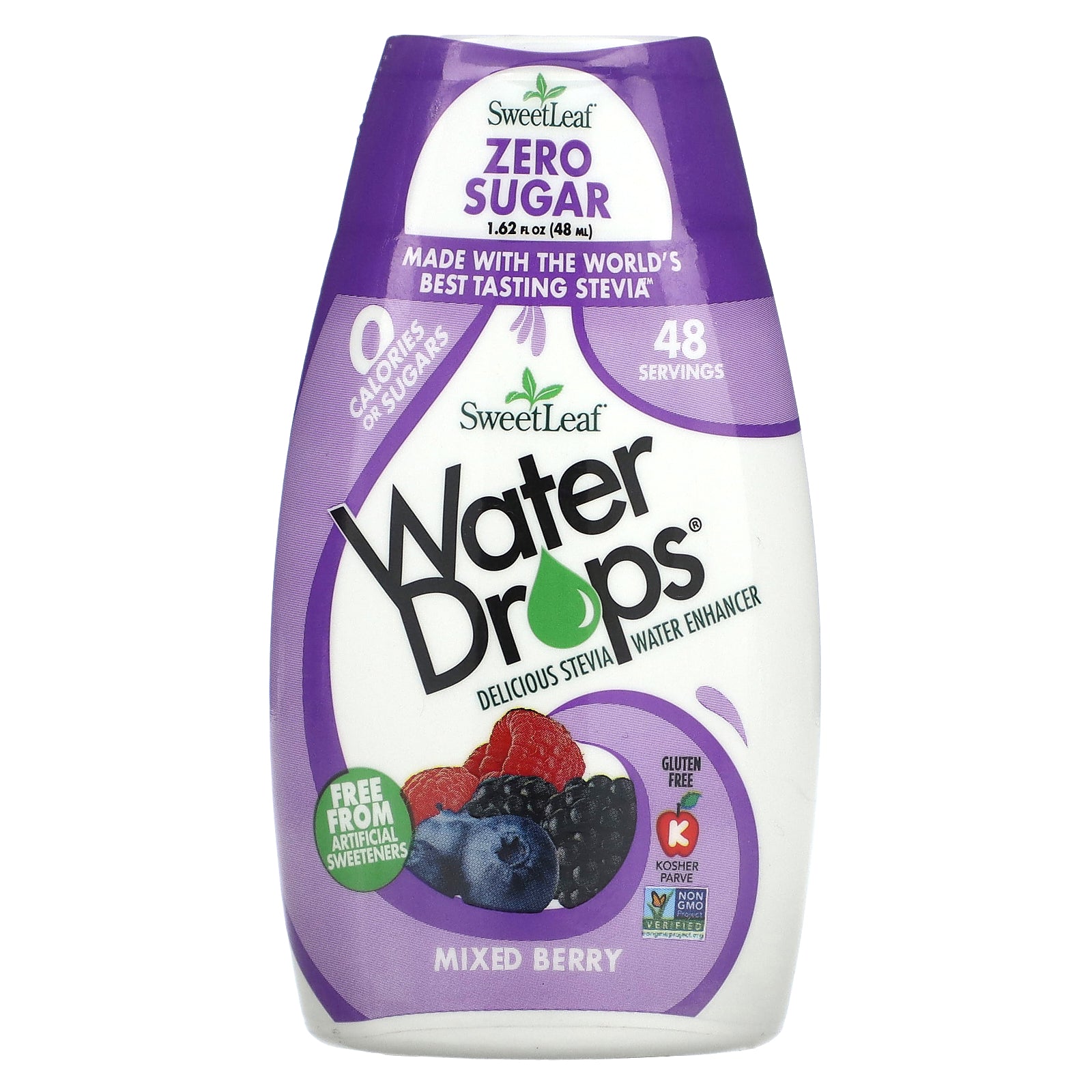 SweetLeaf Stevia, Water Drops, Delicious Stevia Water Enhancer, Mixed Berry, 1.62 fl oz (48 ml)