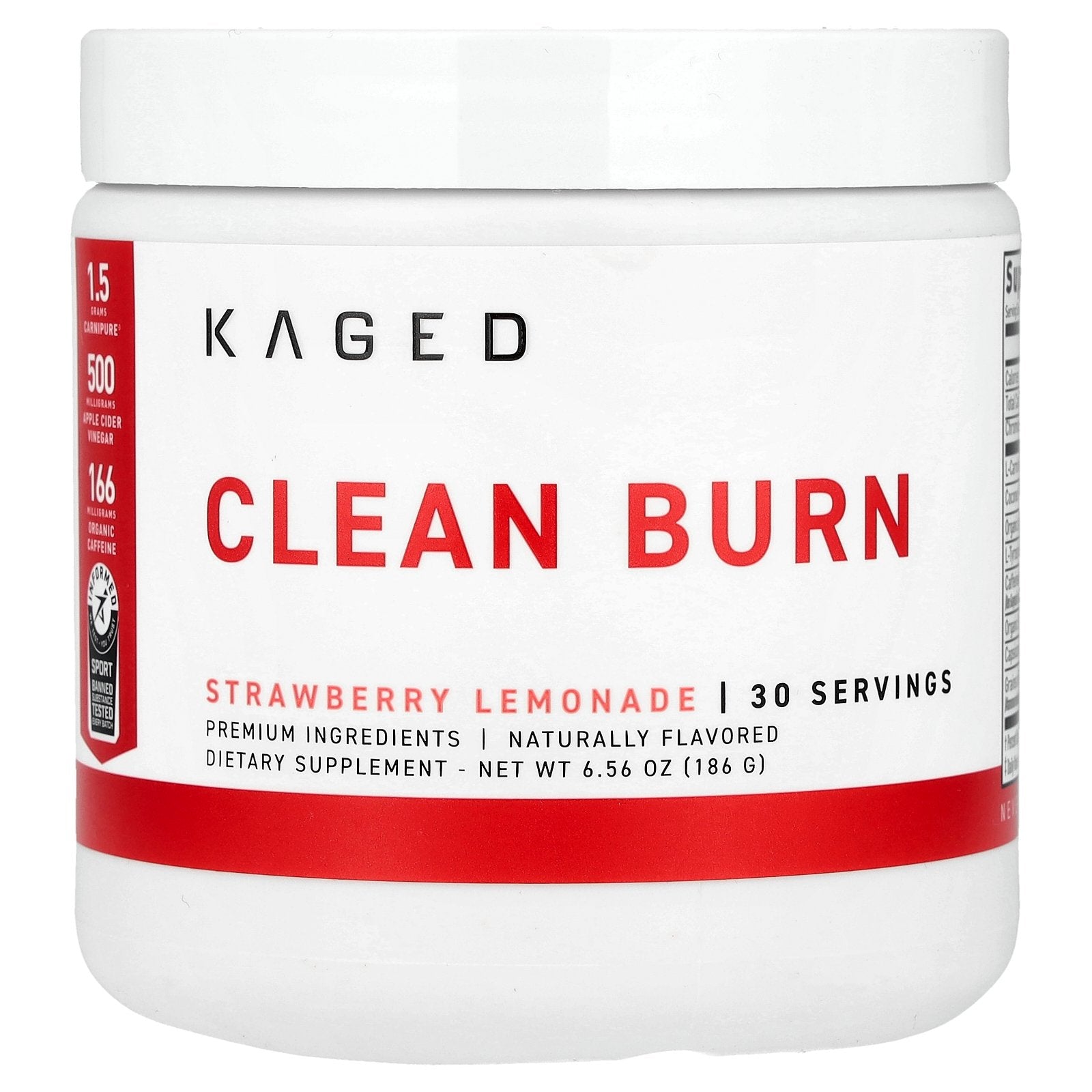 Kaged, Clean Burn, Strawberry Lemonade, 6.56 oz (186 g)