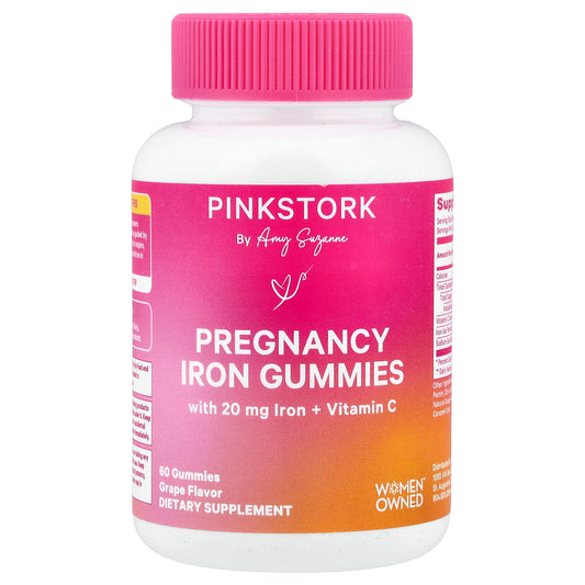 Pink Stork, Pregnancy Iron Gummies, Grape, 60 Gummies