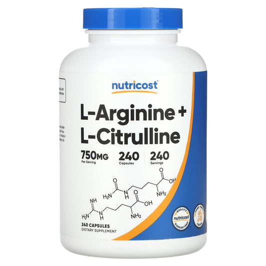 Nutricost, L-Arginine + L-Citrulline, 240 Capsules