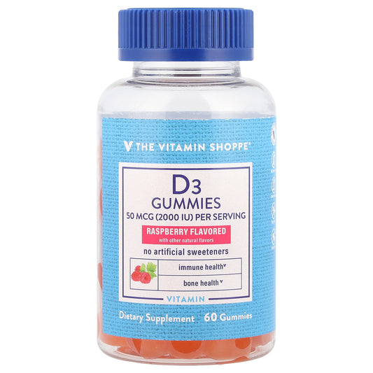 The Vitamin Shoppe, Vitamin D3 Gummies, Raspberry, 60 Gummies (25 mcg per Gummy)