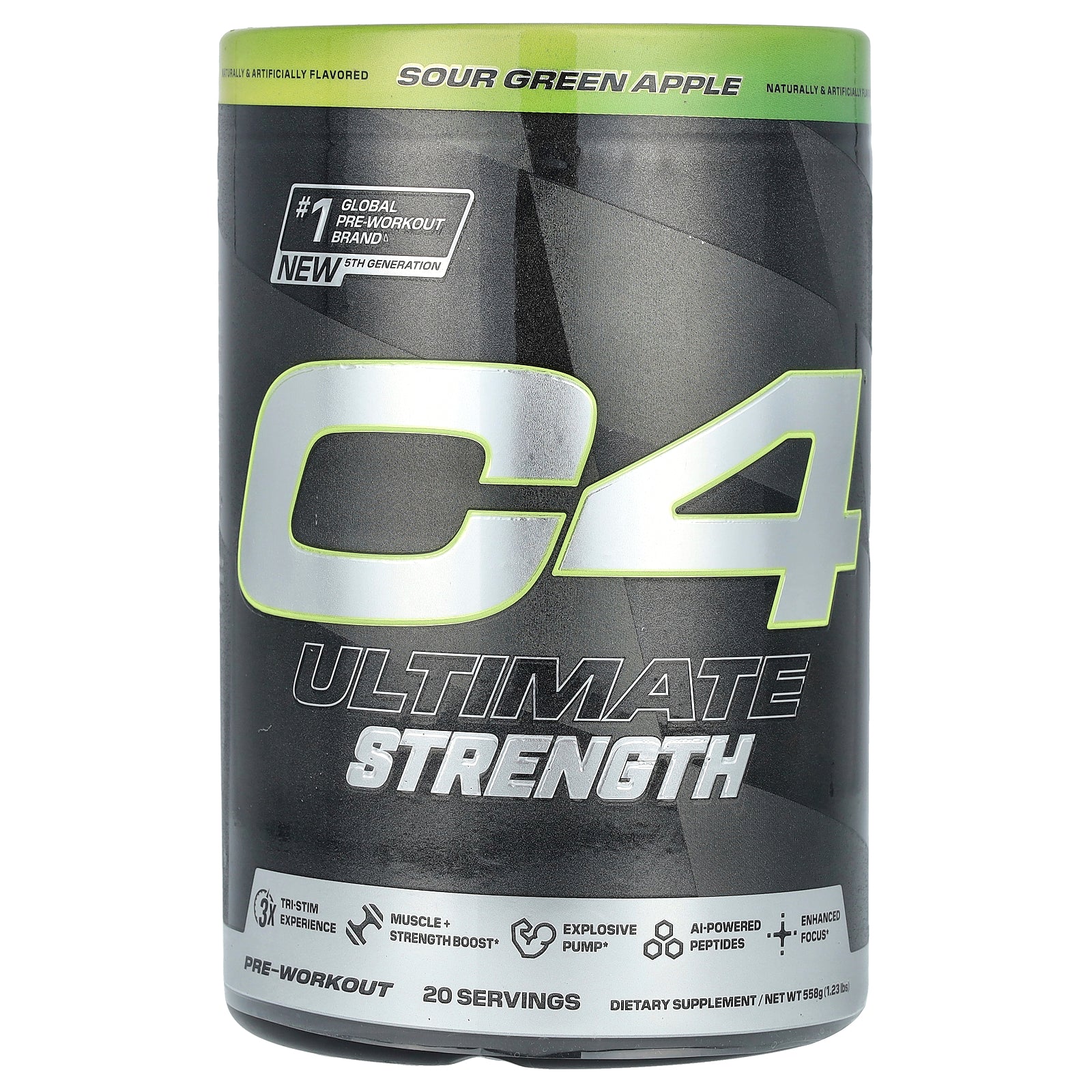 C4 / Cellucor, C4 Ultimate Strength, Pre-Workout, Sour Green Apple, 1.23 lbs (558 g)