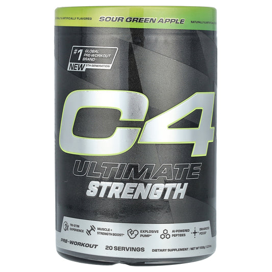 C4 / Cellucor, C4 Ultimate Strength, Pre-Workout, Sour Green Apple, 1.23 lbs (558 g)