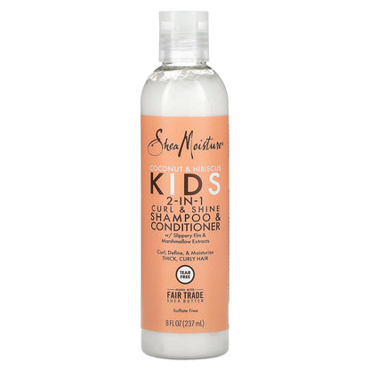 SheaMoisture, Kids 2-In-1 Curl & Shine Shampoo & Conditioner, Coconut & Hibiscus, 8 fl oz (237 ml)