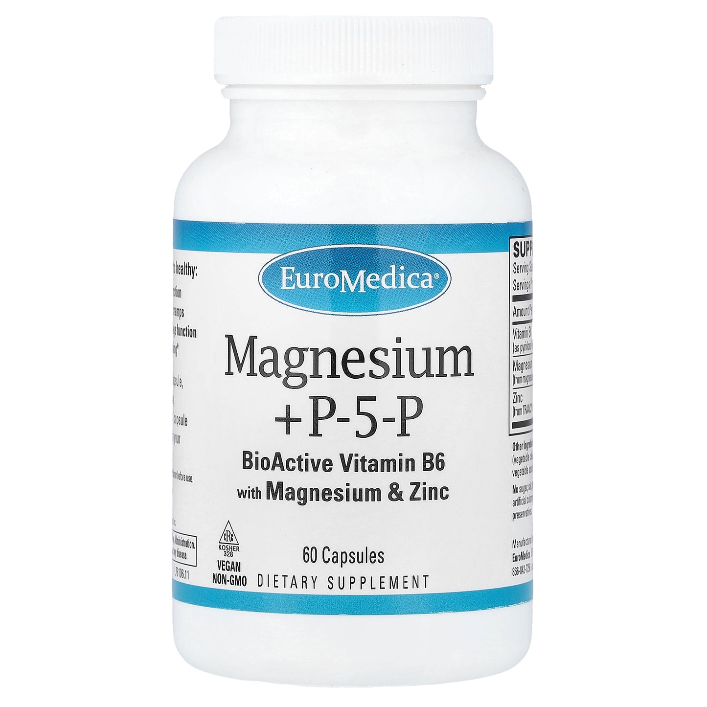 EuroMedica, Magnesium + P5P, 60 Capsules
