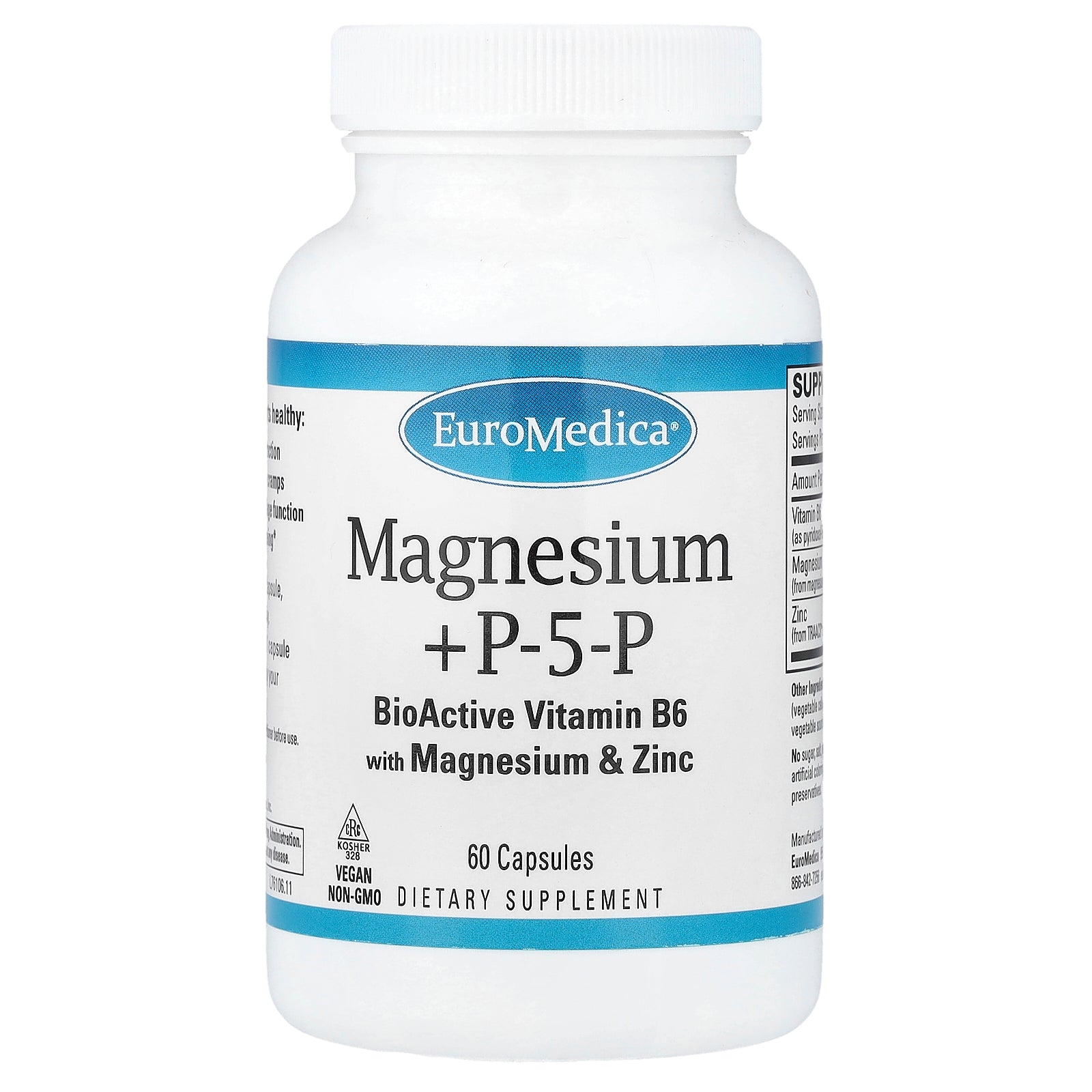 EuroMedica, Magnesium + P5P, 60 Capsules