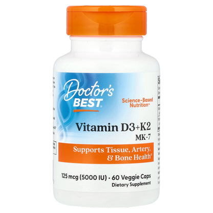 Doctor's Best, Vitamin D3 + K2, MK-7, 60 Veggie Caps