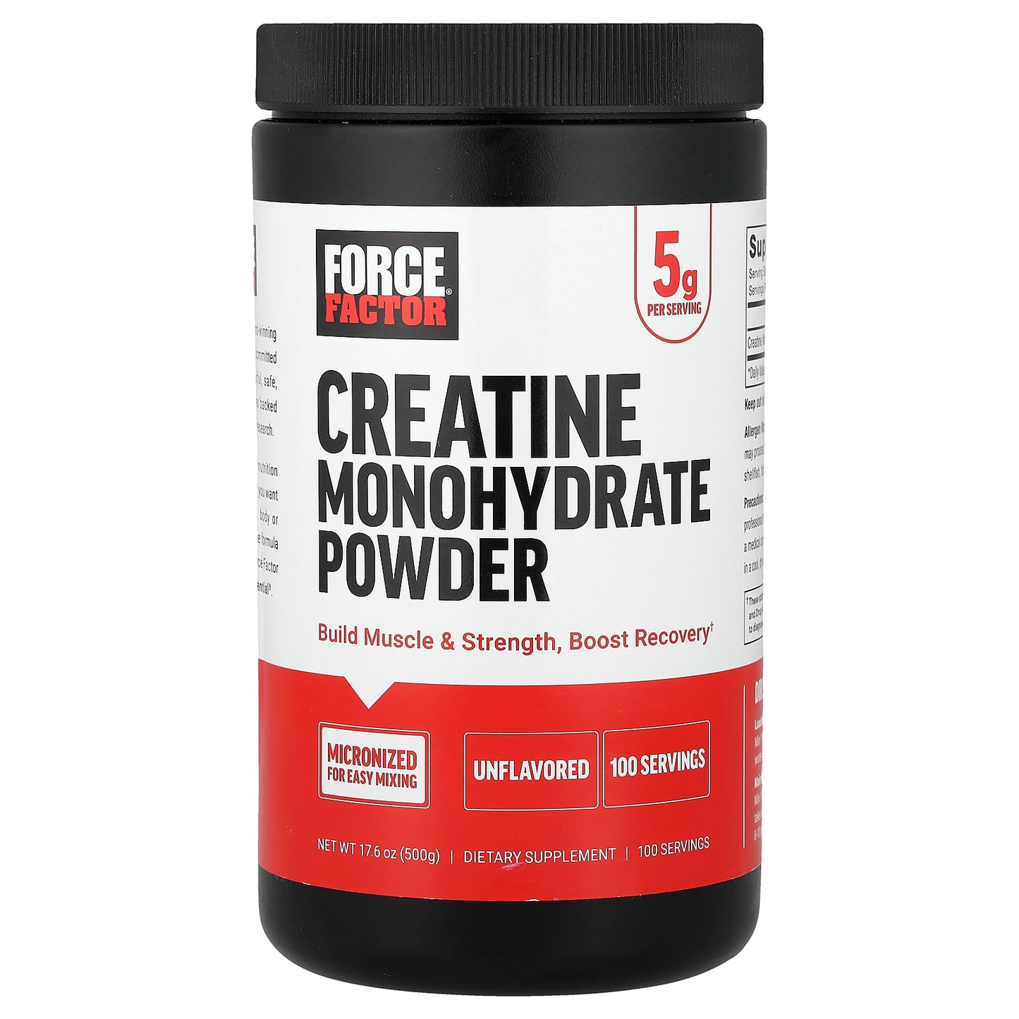 Force Factor, Creatine Monohydrate Powder, Unflavored, 17.6 oz (500 g)