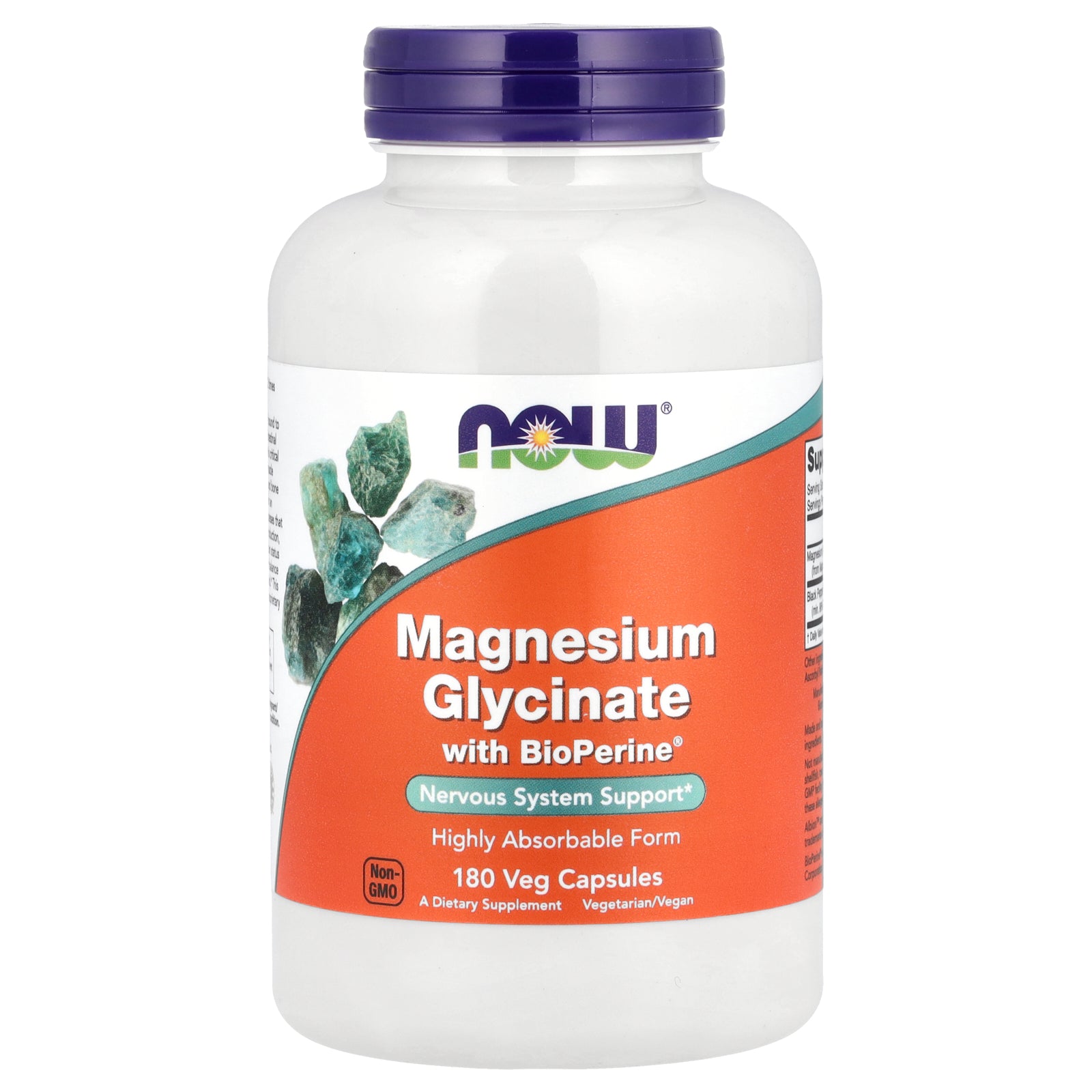 NOW Foods, Magnesium Glycinate With BioPerine®, 180 Veg Capsules