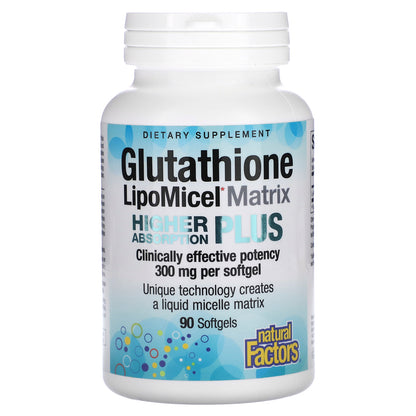 Natural Factors, Glutathione LipoMicel Matrix, 300 mg, 90 Softgels