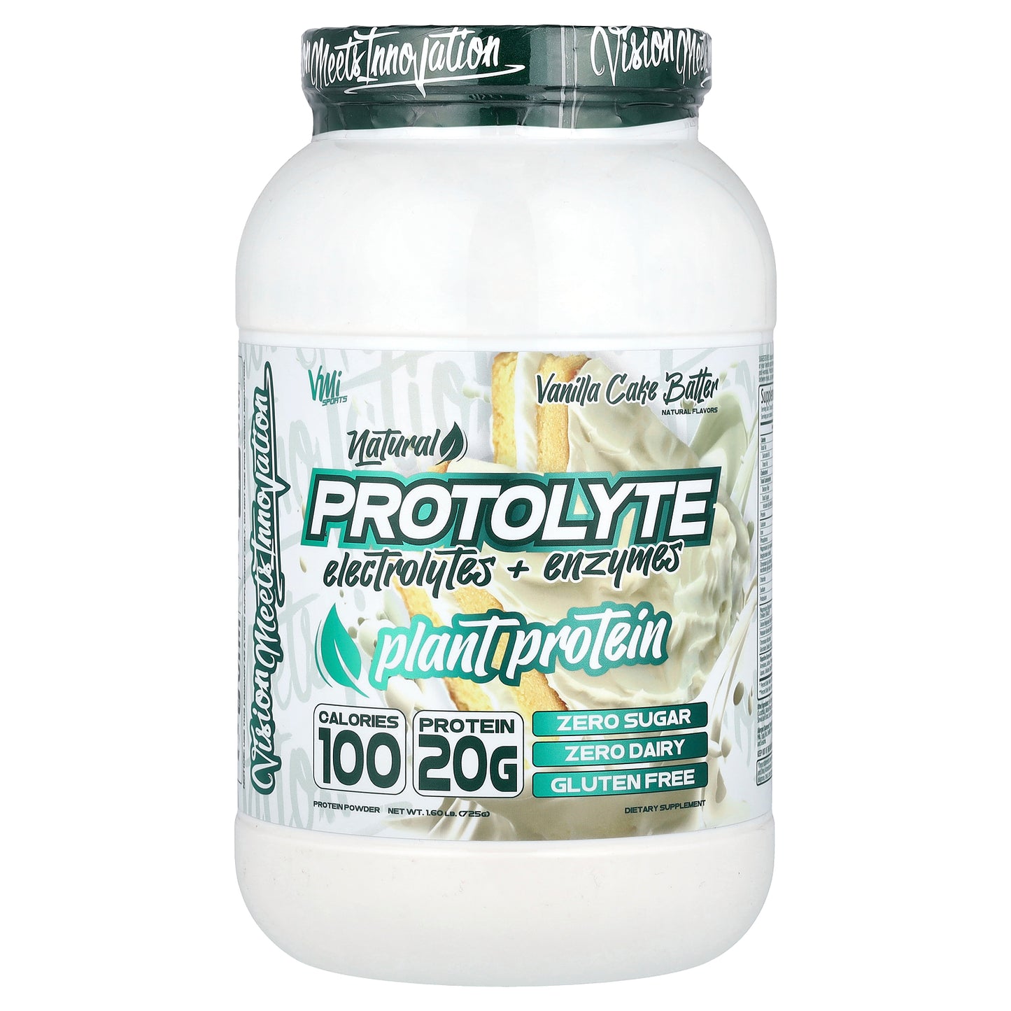 VMI Sports, ProtoLyte, Plant Protein Powder, Vanilla Cake Batter, 1.6 lb (725 g)