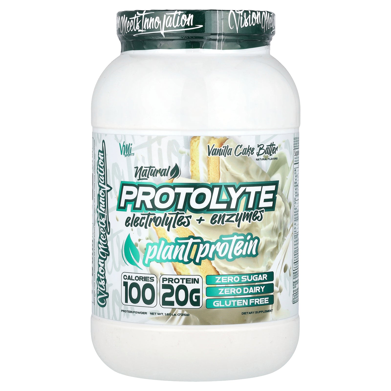 VMI Sports, ProtoLyte, Plant Protein Powder, Vanilla Cake Batter, 1.6 lb (725 g)