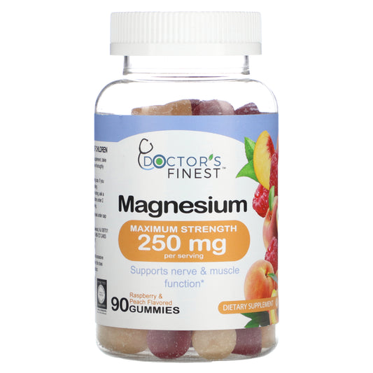 Doctor's Finest, Magnesium, Raspberry & Peach, 250 mg, 90 Gummies (83 mg per Gummy)