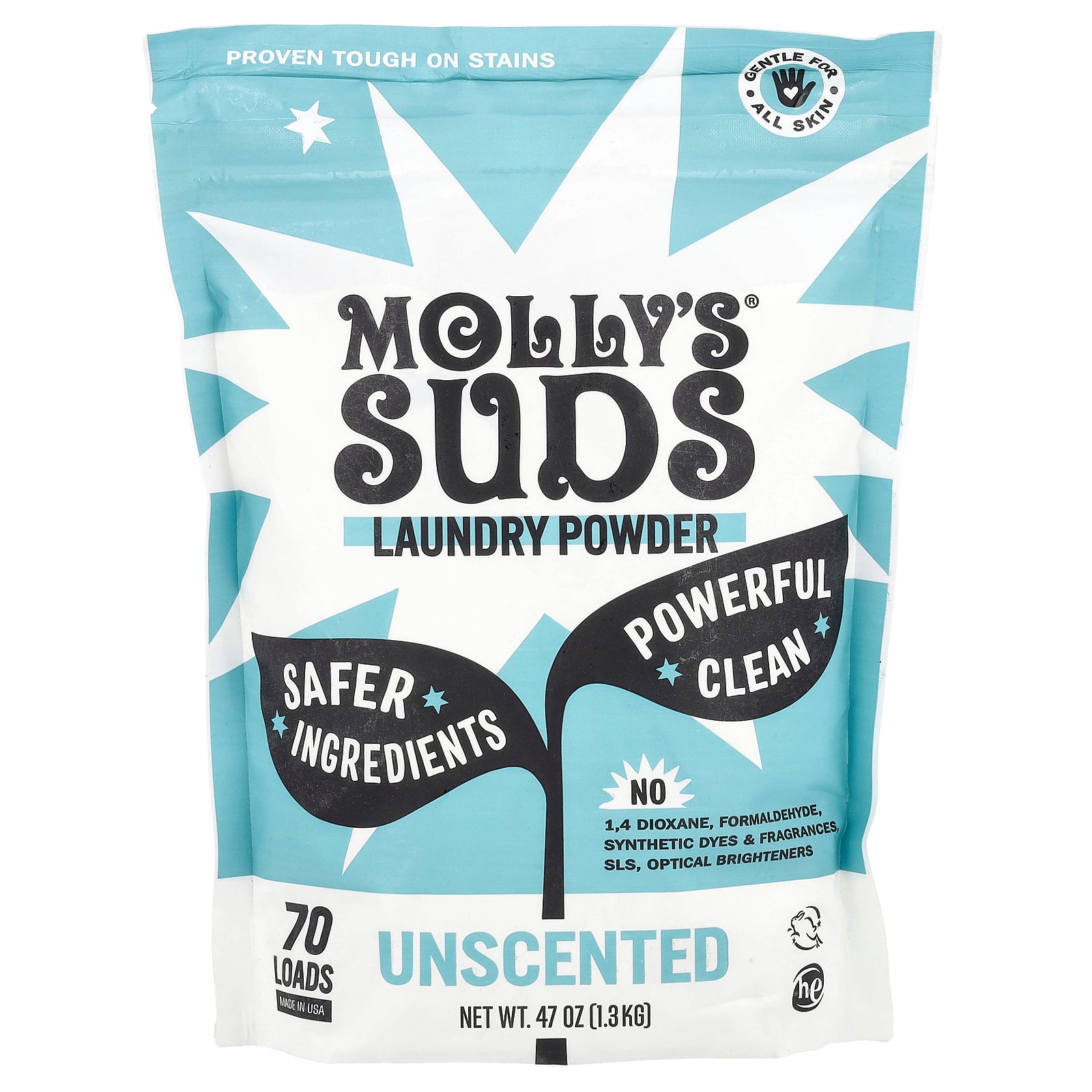 Molly's Suds, Laundry Powder, Unscented, 47 oz (1.3 kg)