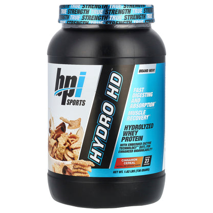 BPI Sports, Hydro HD™, Hydrolyzed Whey Protein, Cinnamon Cereal, 1.62 lbs (736 g)