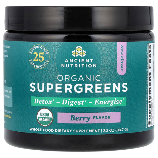 Ancient Nutrition, Organic SuperGreens, Berry, 3.2 oz (90.7 g)