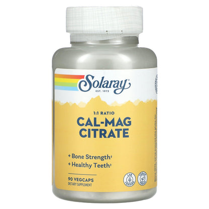 Solaray, Cal-Mag Citrate, 1:1 Ratio, 90 VegCaps