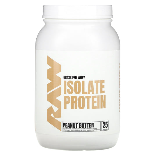 Raw Nutrition, Grass Fed Whey Isolate Protein, Peanut Butter, 1.89 lb (857.5 g)